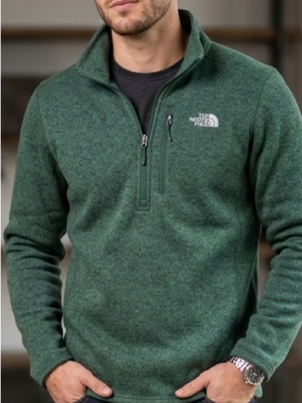 The North Face Gordon Lyons 1/4 Zip Fleece Pullover Size Large in Forest Green
